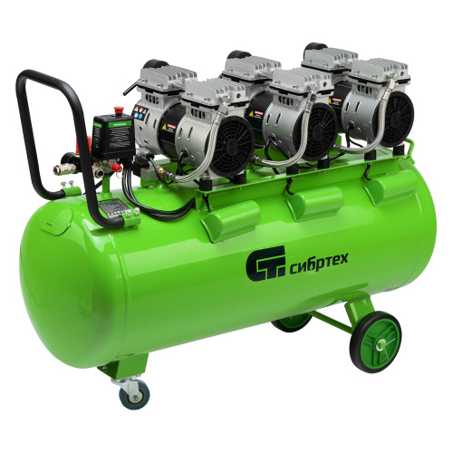 Компрессор безмаслянный малошумный МБ 2250/100, 2250 Вт, 100л, 400 л/мин Сибртех по ценам производителя в Челябинске с доставкой по всей России