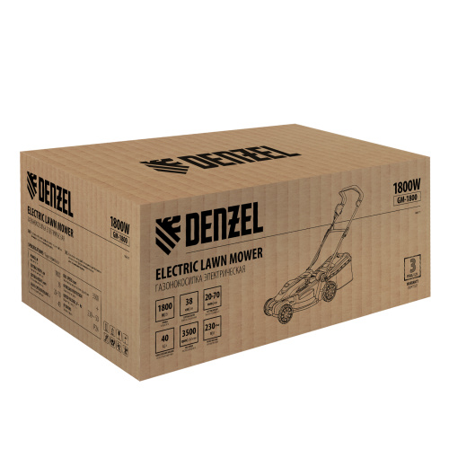 Газонокосилка электрическая GM-1800, 1800 Вт, шир. 38 см, 6 уров., травосб. 40 л. Denzel по ценам производителя в Челябинске с доставкой по всей России