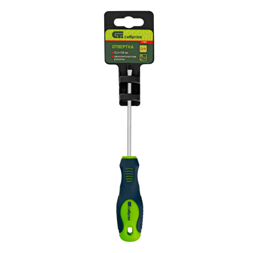 Отвертка, SL3 х 100 мм, CrV, двухкомпонентная рукоятка Сибртех по ценам производителя в Челябинске с доставкой по всей России