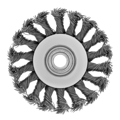 Щетка для УШМ, 100 мм, М14, "тарелка", крученая проволока 0.5 мм Matrix по ценам производителя в Челябинске с доставкой по всей России