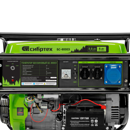 Генератор бензиновый БС-8000Э, 6,6 кВт, 230В, четырехтактный, 25 л, электростартер Сибртех по ценам производителя в Челябинске с доставкой по всей России