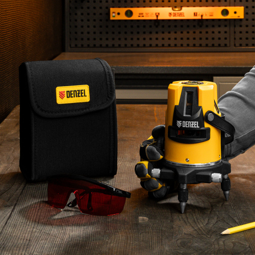 Лазерный уровень LX3, 10 м, ± 0,3 мм/1 м, 635 нм, 4 вертикальных, 1 горизонтальная плоскости, резьба 5/8" Denzel по ценам производителя в Челябинске с доставкой по всей России