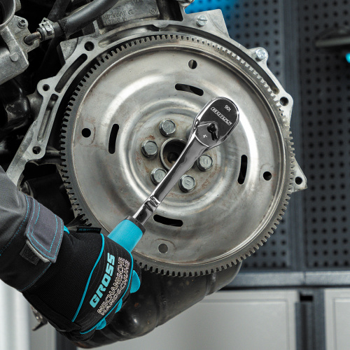 Ключ-трещотка 1/2", CrV, 90 зубьев, усиленный, хром Gross по ценам производителя в Челябинске с доставкой по всей России