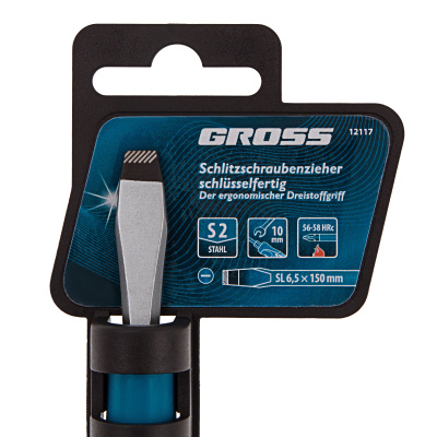 Отвертка SL6.5 x 150 мм, S2, трехкомпонентная рукоятка Gross по ценам производителя в Челябинске с доставкой по всей России