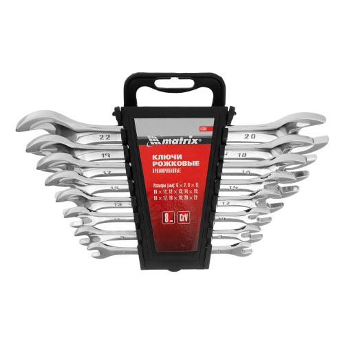 Набор ключей рожковых 8 шт, 6-22мм, CrV, Elliptical, зеркальное хромирование Matrix по ценам производителя в Челябинске с доставкой по всей России