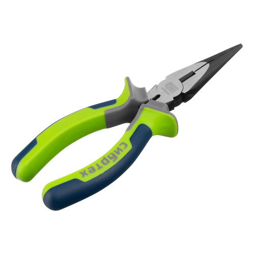 Длинногубцы прямые 160 мм, фосфатирование, трехкомпонентные рукоятки Сибртех по ценам производителя в Челябинске с доставкой по всей России