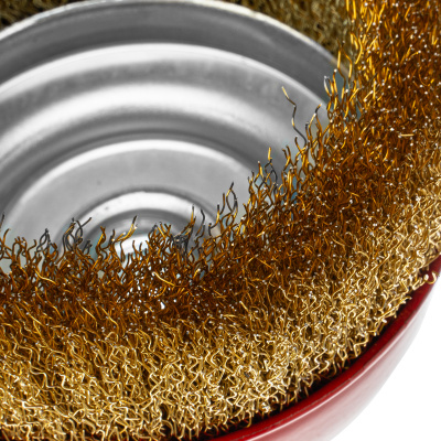 Щетка для УШМ, 125 мм, М14, "чашка", латунированная витая проволока Matrix по ценам производителя в Челябинске с доставкой по всей России