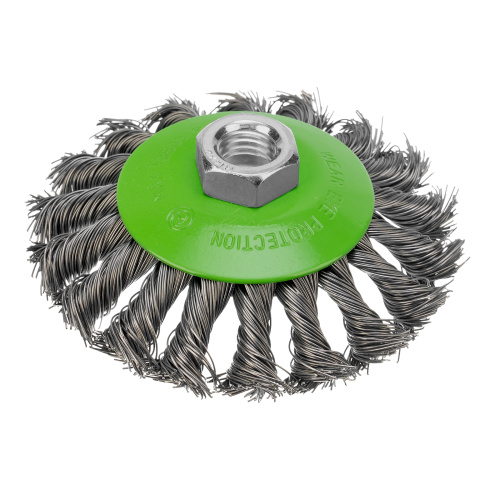 Щетка для УШМ, 100 мм, М14, "тарелка", крученая металлическая проволока Сибртех по ценам производителя в Челябинске с доставкой по всей России