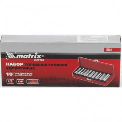 Набор торцевых головок 1/2", головки 10 - 22 мм, удлиненные, 10 предметов Matrix по ценам производителя в Челябинске с доставкой по всей России
