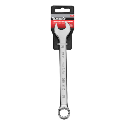 Ключ комбинированный, 19 мм, CrV, полированный хром Matrix по ценам производителя в Челябинске с доставкой по всей России