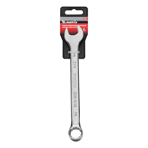 Ключ комбинированный, 19 мм, CrV, полированный хром Matrix по ценам производителя в Челябинске с доставкой по всей России