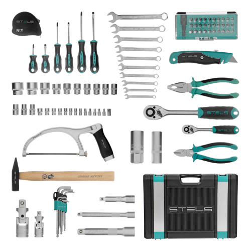 Набор инструментов, 1/2", 1/4", CrV, пластиковый кейс 98 предметов Stels по ценам производителя в Челябинске с доставкой по всей России