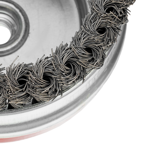 Щетка для УШМ Heavy Duty, 80 мм, М14, "чашка", крученая проволока 0.5 мм Matrix по ценам производителя в Челябинске с доставкой по всей России