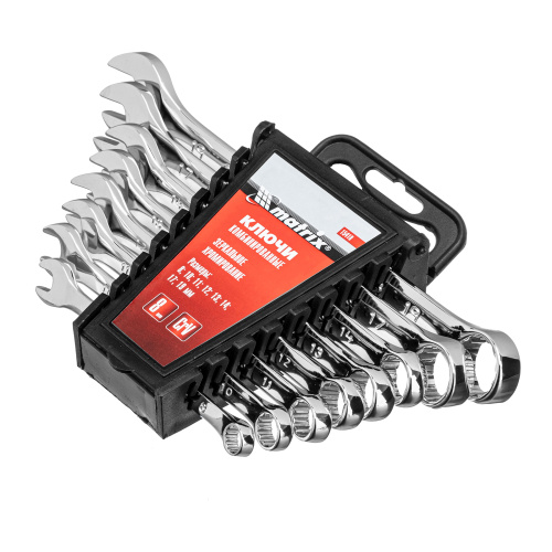 Набор ключей комбинированных, 8-19 мм, 8 шт, CrV, полированный хром Matrix по ценам производителя в Челябинске с доставкой по всей России