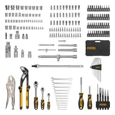 Набор инструментов, 1/2", 3/8", 1/4", CrV, S2, пластиковый кейс, 232 предмета Denzel по ценам производителя в Челябинске с доставкой по всей России