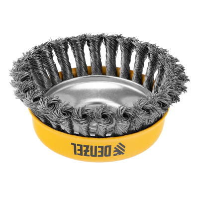 Щетка для УШМ, 125 мм, "Чашка", крученая нержавеющая проволока 0.5 мм, М14 Denzel по ценам производителя в Челябинске с доставкой по всей России