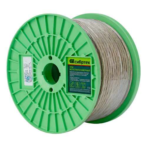 Трос металлополимерный прозрачный ПР-5.0, толщина 4.0 мм, катушка 100 метров Сибртех по ценам производителя в Челябинске с доставкой по всей России