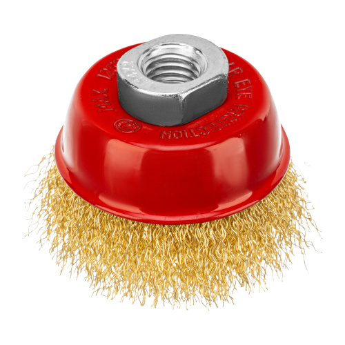 Щетка для УШМ, 65 мм, М14, "чашка", латунированная витая проволока Matrix по ценам производителя в Челябинске с доставкой по всей России