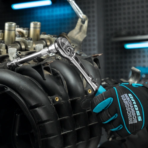 Ключ-трещотка 3/8", CrV, 90 зубьев, усиленный, хром Gross по ценам производителя в Челябинске с доставкой по всей России