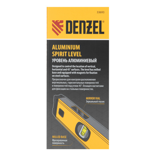 Уровень алюминиевый, магнит, фрезерованный, 3 глазка (1 зеркал.) 0,5 мм/м, 1000 мм Denzel по ценам производителя в Челябинске с доставкой по всей России