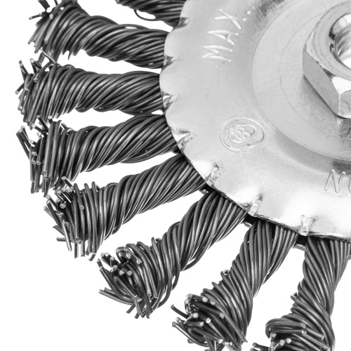 Щетка для УШМ 125 мм, М14, плоская, крученая проволока 0.8 мм Matrix по ценам производителя в Челябинске с доставкой по всей России