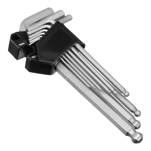 Набор ключей имбусовых, HEX, 1,5-10 мм, CrV, 9 шт., удлиненные, с шаром Сибртех по ценам производителя в Челябинске с доставкой по всей России