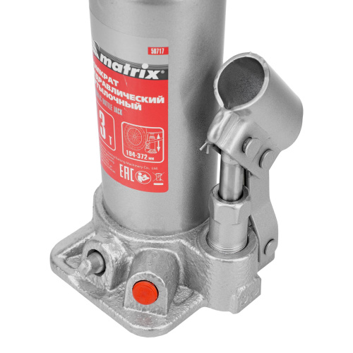 Домкрат гидравлический бутылочный, 3 т, высота подъема 194-372 мм Matrix по ценам производителя в Челябинске с доставкой по всей России