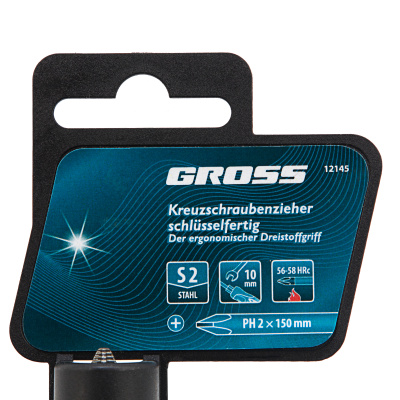 Отвертка PH2 x 150 мм, S2, трехкомпонентная ручка Gross по ценам производителя в Челябинске с доставкой по всей России