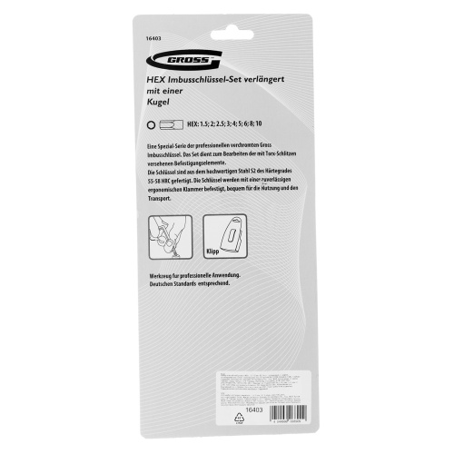 Набор ключей имбусовых HEX, 1.5-10 мм, S2, 9 шт, удлиненные с шаром, сатинированные Gross по ценам производителя в Челябинске с доставкой по всей России