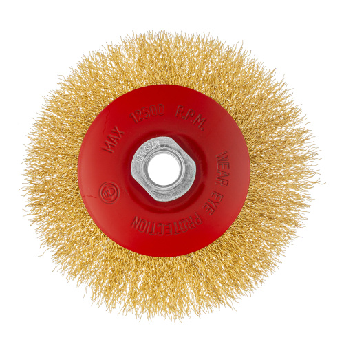 Щетка для УШМ, 125 мм, М14, "тарелка", латунированная витая проволока Matrix по ценам производителя в Челябинске с доставкой по всей России