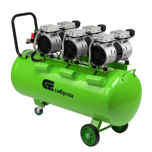 Компрессор безмаслянный малошумный МБ 2250/100, 2250 Вт, 100л, 400 л/мин Сибртех по ценам производителя в Челябинске с доставкой по всей России