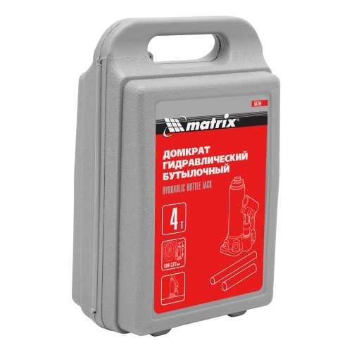 Домкрат гидравлический бутылочный, 4 т, высота подъема 194-372 мм, в пластиковый кейсе Matrix по ценам производителя в Челябинске с доставкой по всей России