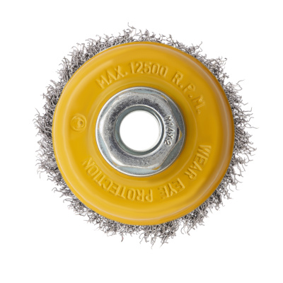 Щетка для УШМ, 75 мм, "Чашка", витая нержавеющая проволока 0.3 мм, М14 Denzel по ценам производителя в Челябинске с доставкой по всей России