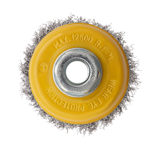 Щетка для УШМ, 75 мм, "Чашка", витая нержавеющая проволока 0.3 мм, М14 Denzel по ценам производителя в Челябинске с доставкой по всей России