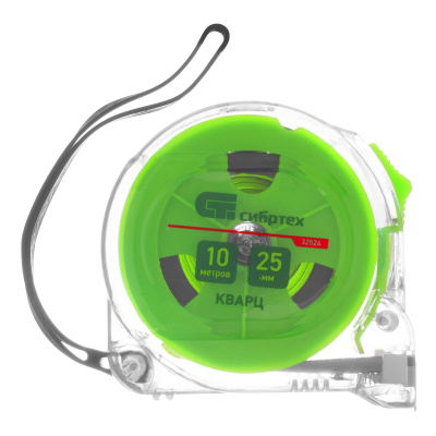 Рулетка Кварц,прозрачный корпус,амортизатор,10 м х 25 мм Сибртех по ценам производителя в Челябинске с доставкой по всей России