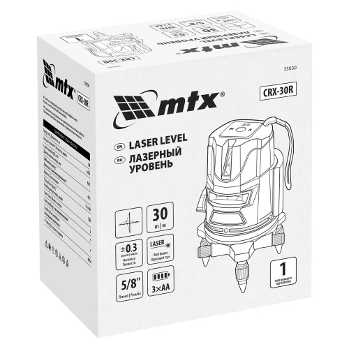 Лазерный уровень CRX-30R, 30 м, красный луч, батарейки, резьба 5/8" MTX по ценам производителя в Челябинске с доставкой по всей России