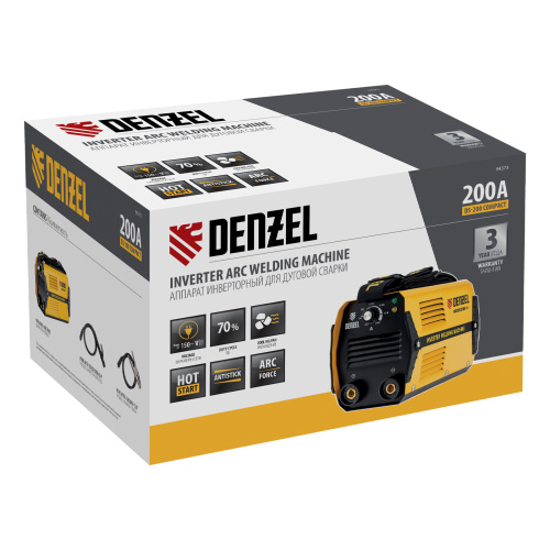 Аппарат инверторный дуговой сварки DS-200 Compact, 200 А, ПВ 70%, диаметр электрода 1.6-5 мм Denzel по ценам производителя в Челябинске с доставкой по всей России