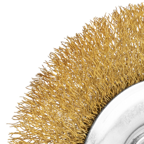 Щетка для УШМ, 125 мм, М14, плоская, латунированная витая проволока Matrix по ценам производителя в Челябинске с доставкой по всей России