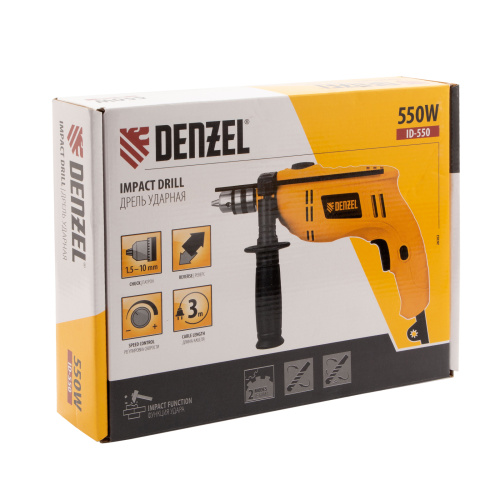 Дрель ударная ID-550, 550 Вт, 0-2900 об/мин, 46400 уд/мин Denzel по ценам производителя в Челябинске с доставкой по всей России