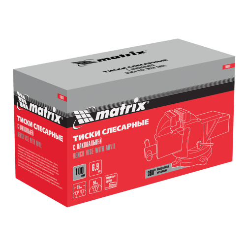 Тиски слесарные, 100 мм, поворотные, с наковальней Matrix по ценам производителя в Челябинске с доставкой по всей России