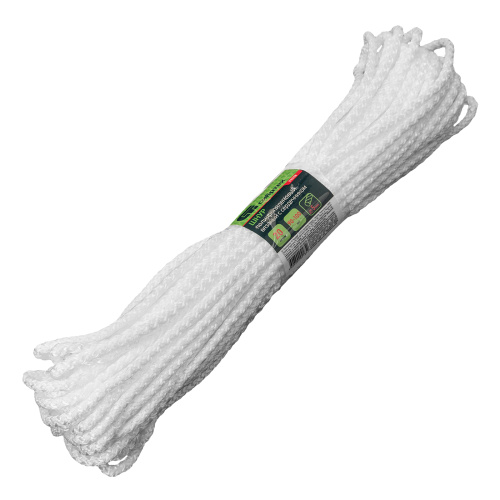 Шнур вязаный полипропиленовый с серд. белый, 5 мм, L 20 м , Сибртех по ценам производителя в Челябинске с доставкой по всей России