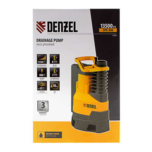 Дренажный насос DPХ800, Х-Pro, 800 Вт, подъем 8 м, 13500 л/ч Denzel по ценам производителя в Челябинске с доставкой по всей России