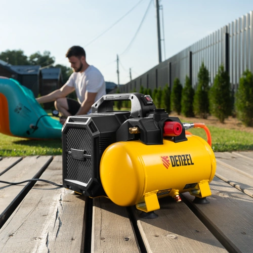 Компрессор  DLS750/6 безмасляный малошумный 750 Вт, 140 л/мин,ресивер 6 л Denzel по ценам производителя в Челябинске с доставкой по всей России