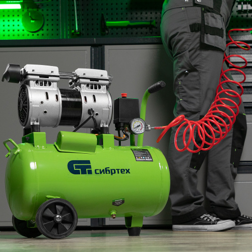 Компрессор безмаслянный малошумный МБ 1100/24,1100 Вт, 24 л, 170 л/мин Сибртех по ценам производителя в Челябинске с доставкой по всей России