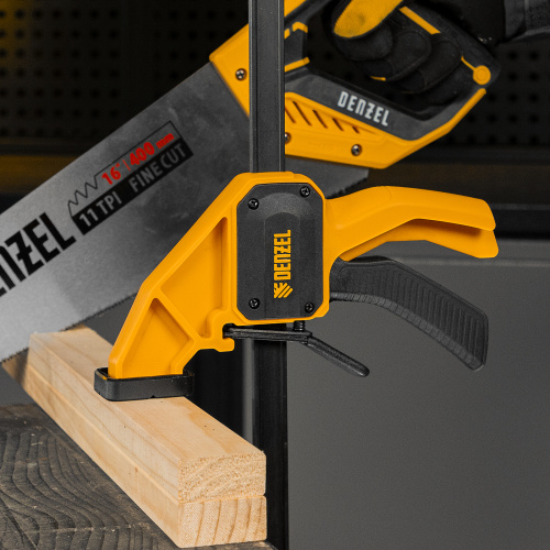 Струбцина F-образная, быстрозажимная, 600 х 80 мм, усиленный нейлоновый корпус Denzel по ценам производителя в Челябинске с доставкой по всей России