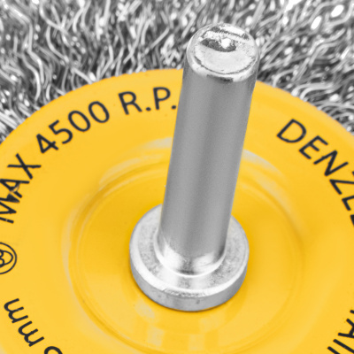 Щетка для дрели, 75 мм, Плоская, со шпилькой, нержавеющая витая проволока Denzel по ценам производителя в Челябинске с доставкой по всей России