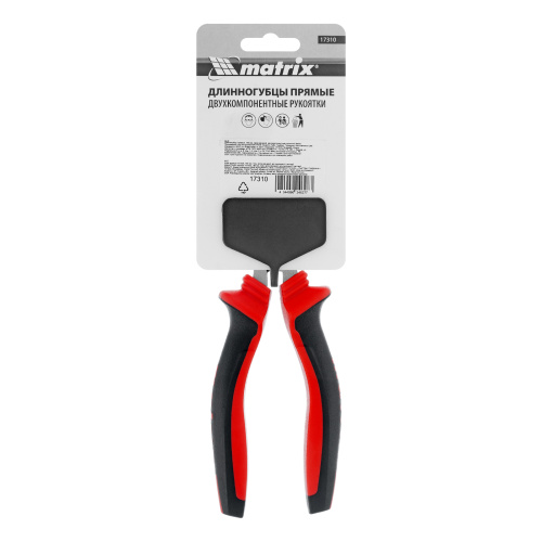 Длинногубцы прямые, 180 мм, хром-ванадий, двухкомпонентные рукоятки Matrix по ценам производителя в Челябинске с доставкой по всей России