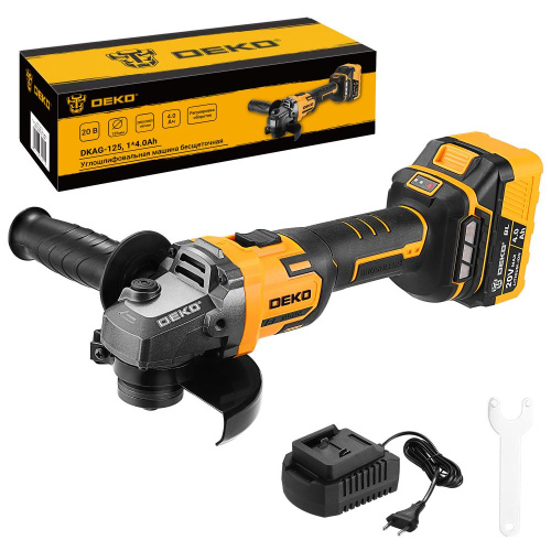 Углошлифовальная машина бесщеточная DEKO DKAG-125, 20В, 1*4.0Ач по ценам производителя в Челябинске с доставкой по всей России