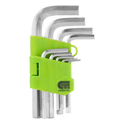 Набор ключей имбусовых HEX, 2-12 мм, 45x, закаленные, 9 шт, короткие, никель Сибртех по ценам производителя в Челябинске с доставкой по всей России