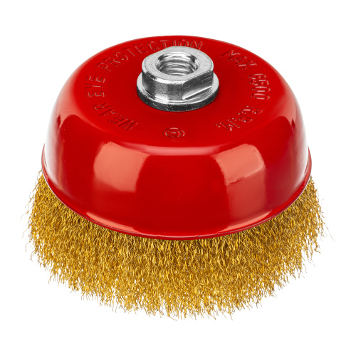 Щетка для УШМ, 125 мм, М14, "чашка", латунированная витая проволока Matrix по ценам производителя в Челябинске с доставкой по всей России